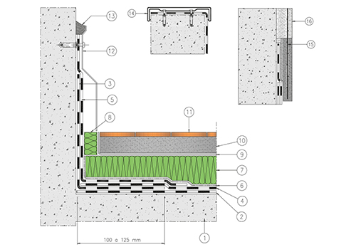 1.1 - COPERTURA PIANA PEDONABILE 
SUPPORTO IN LATERO CEMENTO - isolamento termico, pavimentazione tradizionale in piastrelle, 