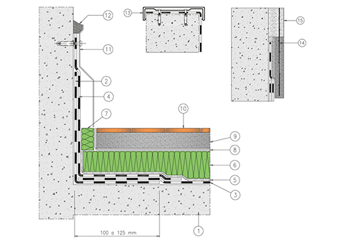 9.1 - COPERTURA PIANA PEDONABILE 
SUPPORTO IN LATERO CEMENTO - Isolamento termico, pavimentazione tradizionale in piastrelle, 